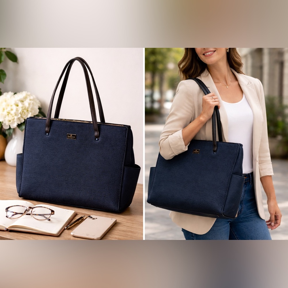 Burberry Navy Blue and Black Tote Bag